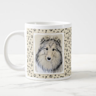 Taza De Café Gigante Pintura del perro pastor de Shetland - arte