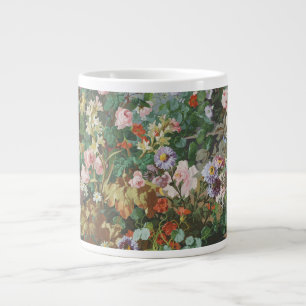 Taza De Café Gigante Pintura floral de flores coloridas vintage bonitas