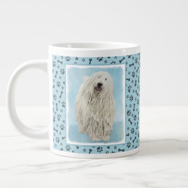 Taza De Café Gigante Pintura Komondor - Arte Perro Original Cuto (Izquierda)
