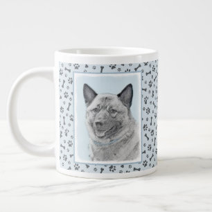 Taza De Café Gigante Pintura noruega de elkhound - Arte original de per
