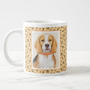 Taza De Café Gigante Pintura Original de Perro Sabueso Beagle Arte Anim