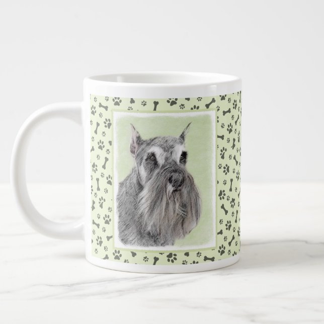 Taza De Café Gigante Pintura Schnauzer (gigante, estándar) - Arte de pe (Izquierda)