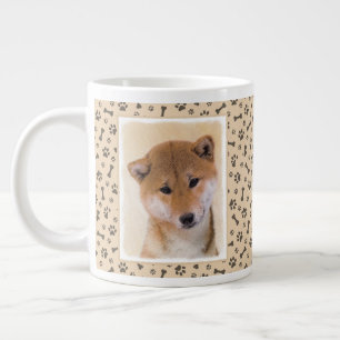 Taza De Café Gigante Pintura Shiba Inu (roja) - Arte Perro Original