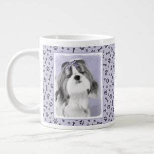 Taza De Café Gigante Pintura Shih Tzu - Arte Perro Original.