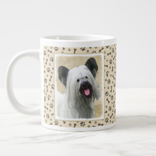 Taza De Café Gigante Pintura Skye Terrier - Arte Perro Original.