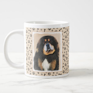 Taza De Café Gigante Pintura tibetana de escaramuzas - Arte de perros o