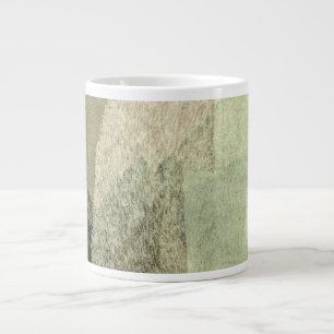 Taza De Café Gigante Pinza de pincel abstracto verde blanco