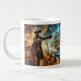 Taza De Café Gigante Pirata espacial Steampunk Vintage en el Océano Vic