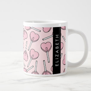 Taza De Café Gigante Pirulís rosados, Pirulís de corazón, Piruli, Tu no