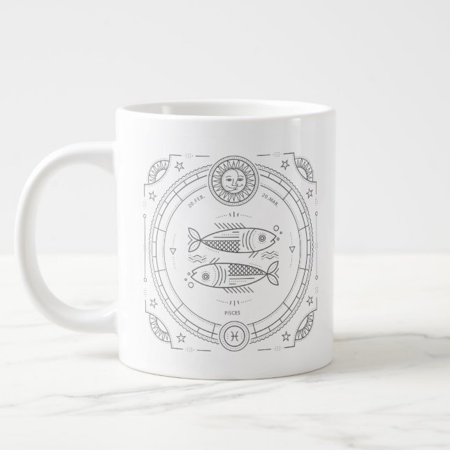 Taza De Café Gigante Pisces Zodiac Personalizado CumpleañosMug (Izquierda)