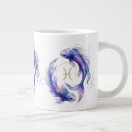 Taza De Café Gigante Piscis Zodiacal Místico Pez Betta Acuarela Astro