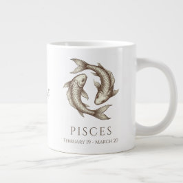 Taza De Café Gigante Piscis Zodiaco Nombre Personalizado y Fecha de Nac