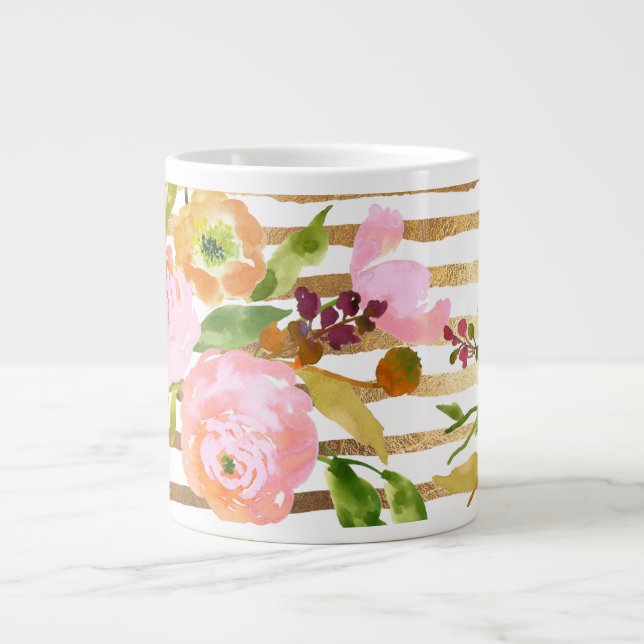 Taza De Café Gigante PixDezines floral/acuarela/ranunculus (Frente)