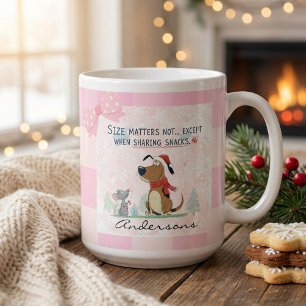 Taza De Café Gigante Plaid rosa de Navidad Ilustración de dibujos anima