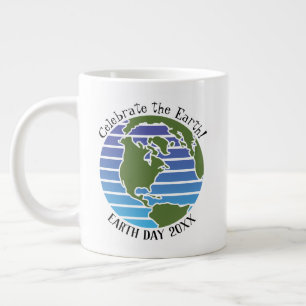 Taza De Café Gigante Planeta del mapa del globo verde azul del Día de l