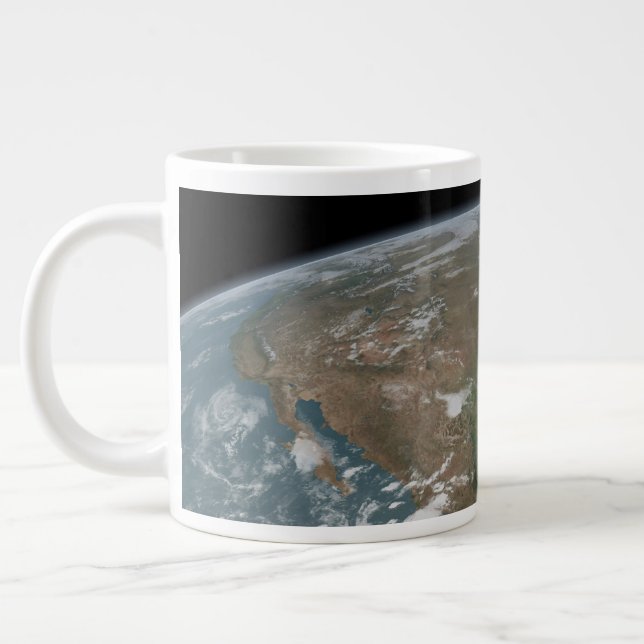 Taza De Café Gigante Planeta Panorámico Tierra Y Estados Unidos. 2 (Izquierda)