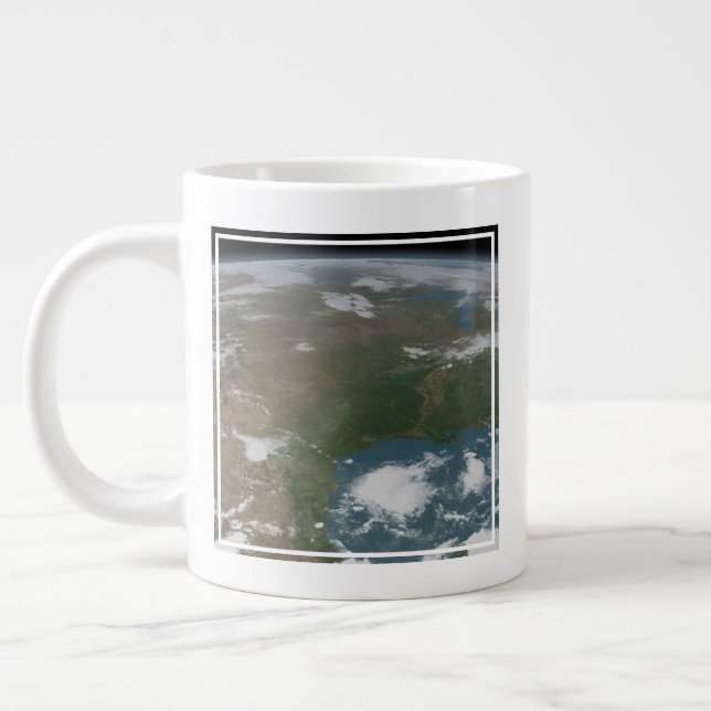 Taza De Café Gigante Planeta Panorámico Tierra Y Estados Unidos. 2 (Izquierda)