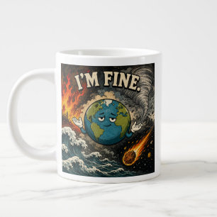 Taza De Café Gigante Planeta Tierra Divertido Estoy Bien Caos Gráfico