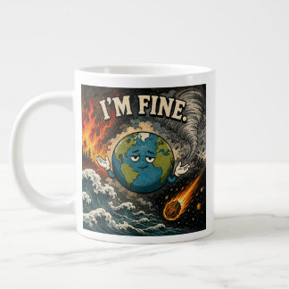 Taza De Café Gigante Planeta Tierra Divertido Estoy Bien Caos Gráfico