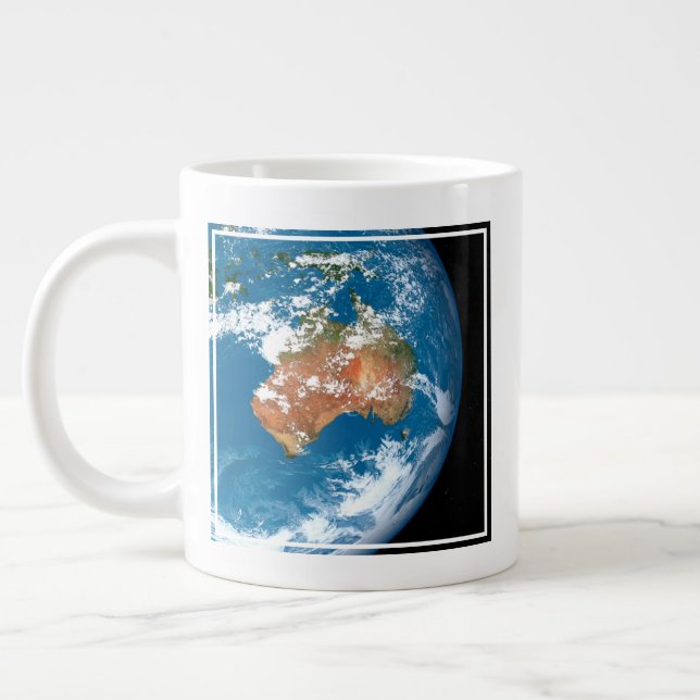 Taza De Café Gigante Planeta Tierra Mostrando Nubes Sobre Australia. (Izquierda)