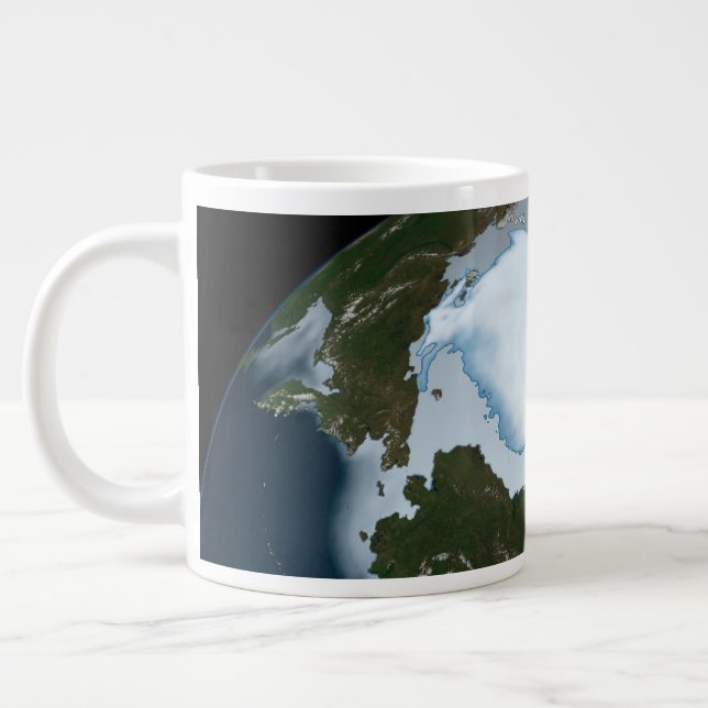 Taza De Café Gigante Planeta Tierra Que Muestra La Cobertura Del Hielo  (Izquierda)