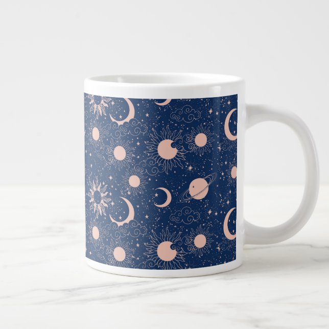 Taza De Café Gigante Planetas y patrones de estrellas (Derecha)