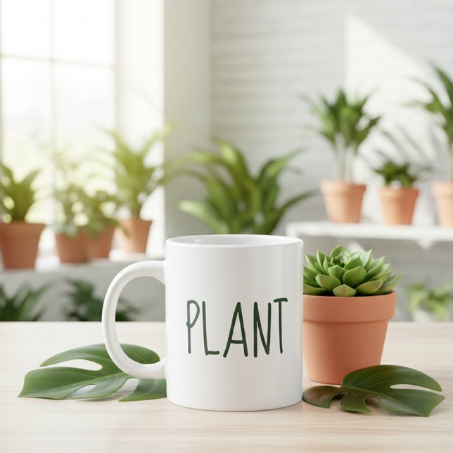 Taza De Café Gigante PLANT Minimalist Gardener White Coffee Mug (Subido por el creador)