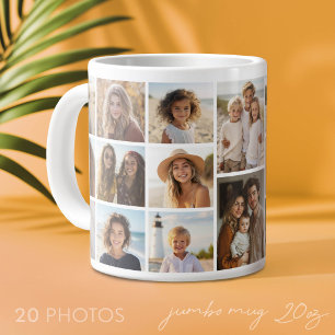 Taza De Café Gigante Plantilla de colaje de 20 fotos - Blanco minimalis