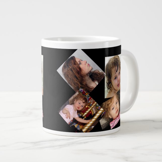 Taza De Café Gigante Plantilla de cuatro Collages de fotos (Derecha)