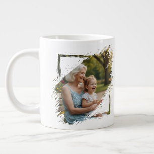 Taza De Café Gigante Plantilla de marco de garabato de 2 fotos personal