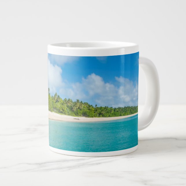 Taza De Café Gigante Playa bordeada de palmeras, Tonga (Derecha)