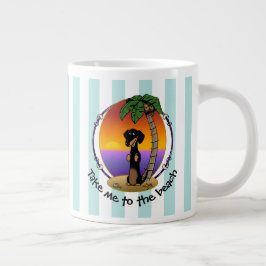 Taza De Café Gigante Playa Cute Tropical Island Dachshund (negro y tost