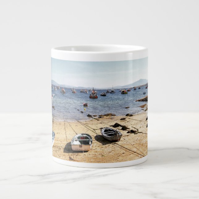 Taza De Café Gigante Playa y barcos (Frente)