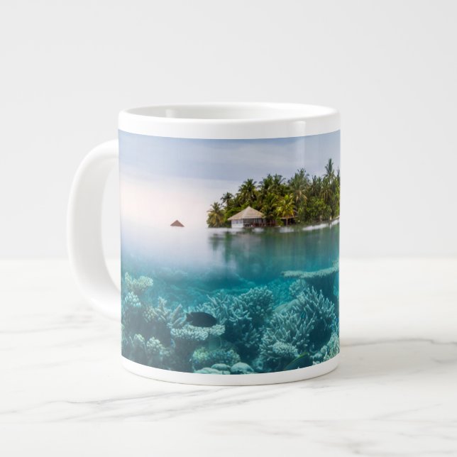 Taza De Café Gigante Playas tropicales | Atolón Ari de Maldivas (Izquierda)