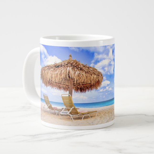 Taza De Café Gigante Playas tropicales | Playa de arena de Aruba (Izquierda)