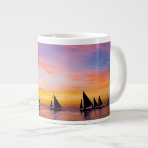 Taza De Café Gigante Playas tropicales Veleros de atardecer, Filipina