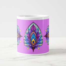 Taza De Café Gigante Pluma de pavo real de vidrio templado de estilo Ar