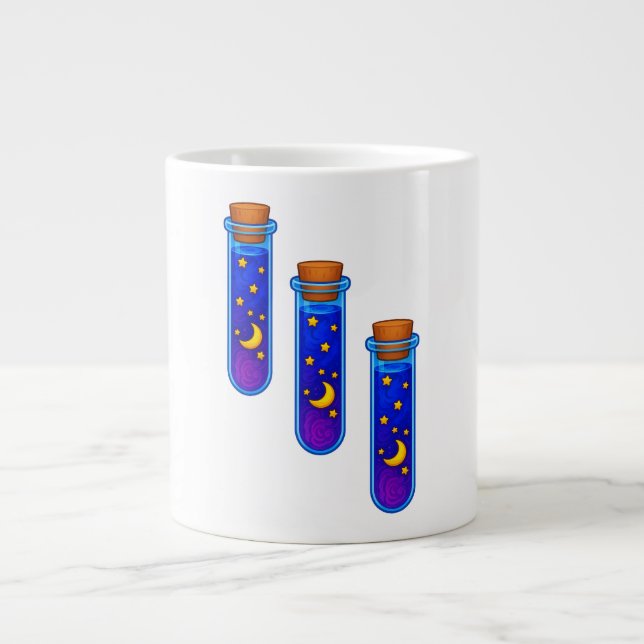 Taza De Café Gigante "Poción nocturna" - Botella mágica de estrellas y  (Frente)