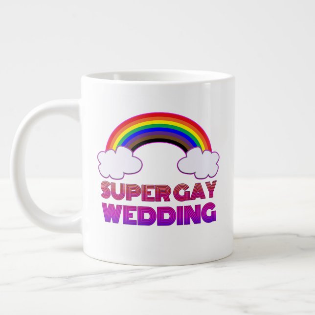 Taza De Café Gigante Podcast de Boda super gay (mano izquierda) (Izquierda)