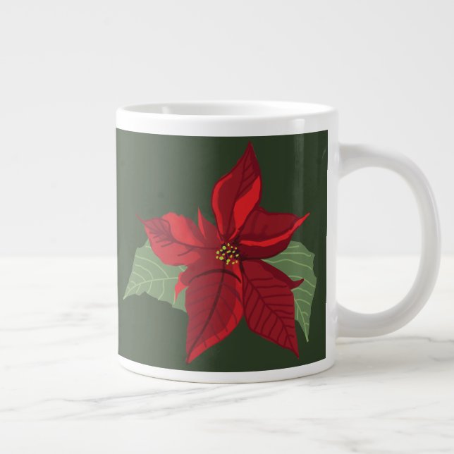 Taza De Café Gigante Poinsettia Flower- Christmas- Ceramic Ornament (Derecha)