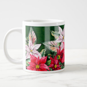 Taza De Café Gigante Poinsettias rojas, rosas y de salmón