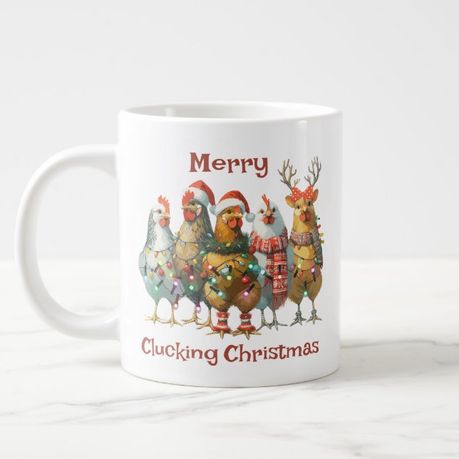 Taza De Café Gigante Pollo de Navidades de Merry Clucking (Izquierda)