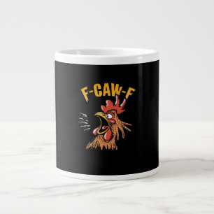 Taza De Café Gigante Pollo F-Caw-F divertido vintage gallo humor