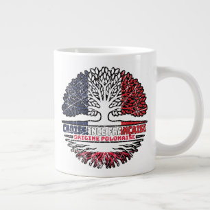 Taza De Café Gigante Polonia Bandera de raíces polacas de árboles de Fr