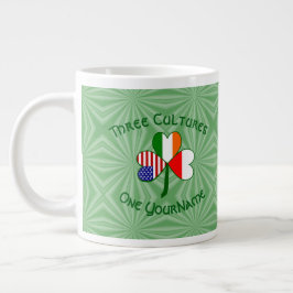 Taza De Café Gigante Polonia Irlanda Norteamérica Bandera Shamrock pers