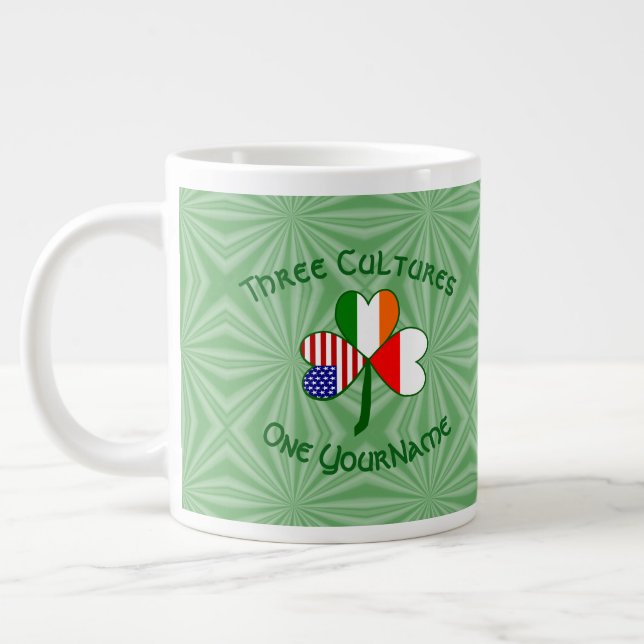 Taza De Café Gigante Polonia Irlanda Norteamérica Bandera Shamrock pers (Izquierda)