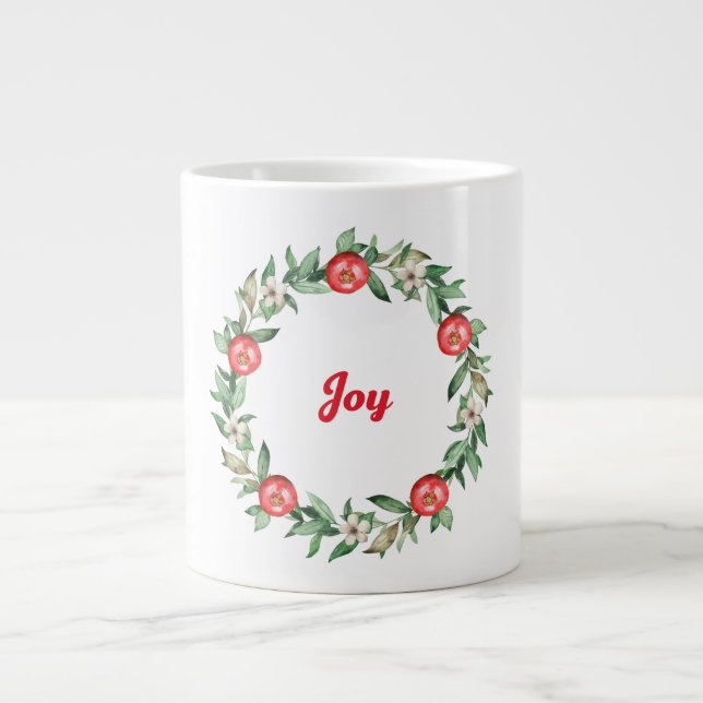 Taza De Café Gigante Pomegranato rosa Floral Jumbo Joy Mug (Frente)