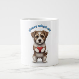 Taza De Café Gigante Por favor, adóptame – Ilustración de perro de resc