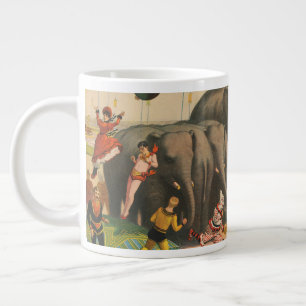 Taza De Café Gigante Poster Circo De Acróbatas Saltando Sobre Elefantes