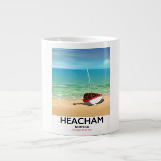 Taza De Café Gigante Poster costero vintage de Heacham Norfolk